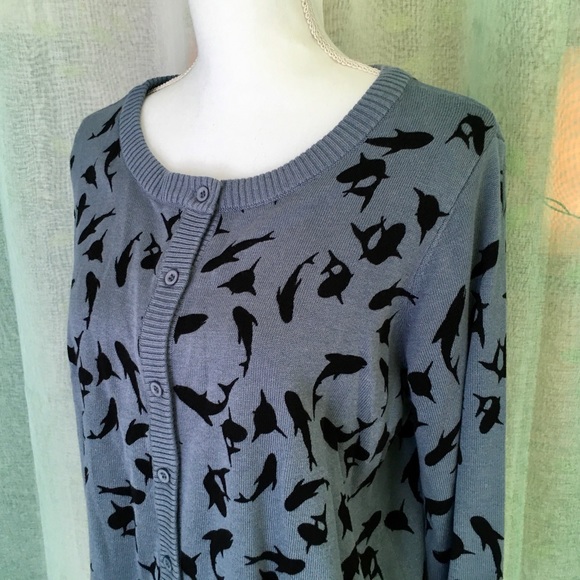 ModCloth XL swimming sharks cardigan - Picture 1 of 10